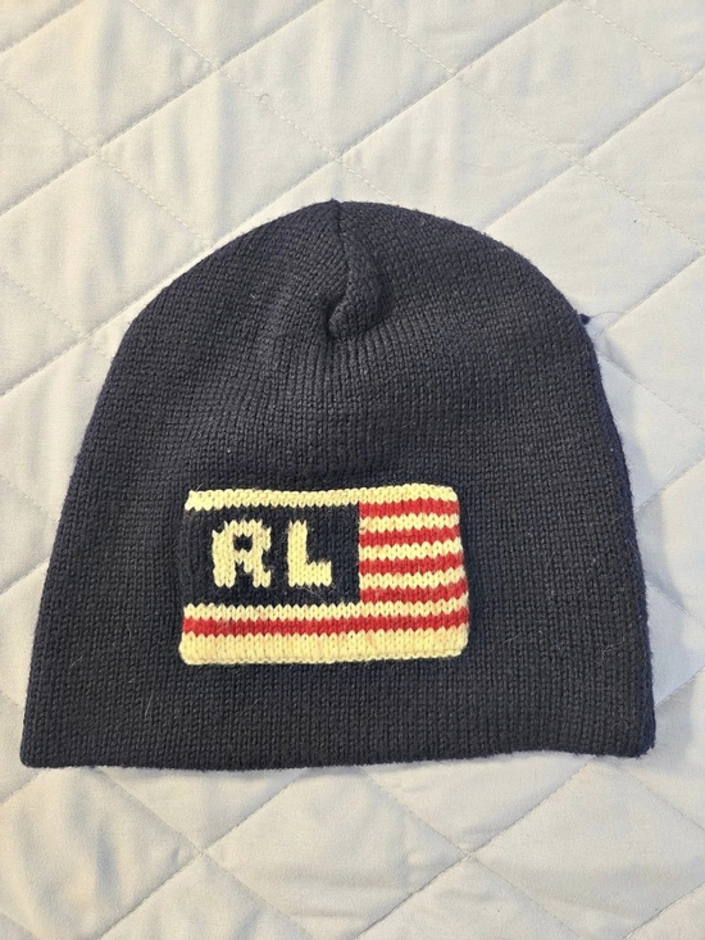 Polo Ralph Lauren American Flag RL Knit Beanie Black